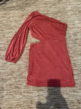 Altar'd State One-Shoulder Cutout Mini Dress in Rust